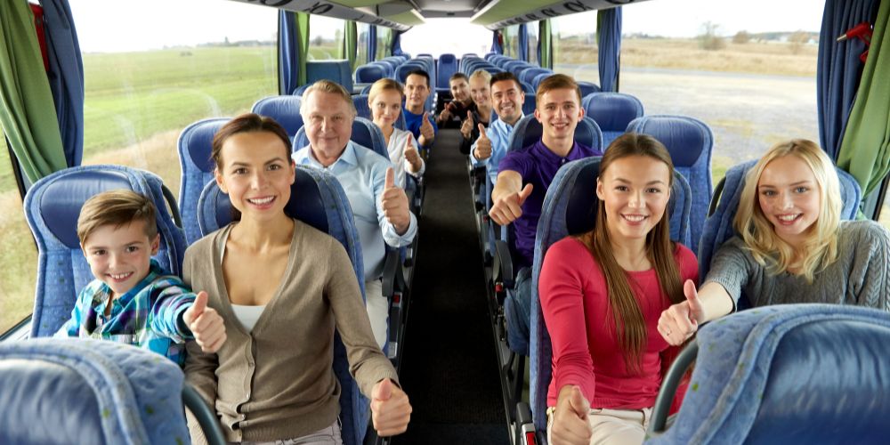 A Group Travel Together in the bus